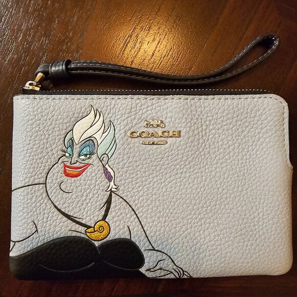 NWOT Disney X Coach Corner Zip Wristlet With Ursula Motif - Picture 1 of 2